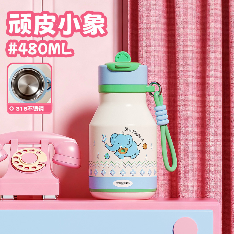 Outdoor portable insulated water bottle, high-value stainless steel, large capacity, cute design, suitable for students, made of 316 stainless steel. - Ảnh 8