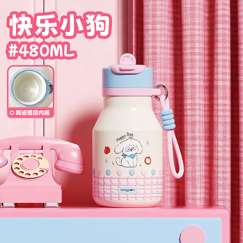 Outdoor portable insulated water bottle, high-value stainless steel, large capacity, cute design, suitable for students, made of 316 stainless steel. - Ảnh 10