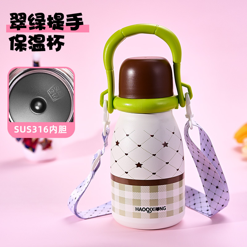 New 316 stainless steel large capacity thermos cup, stylish design, suitable for women and children, creative and portable, perfect for three different drinking needs. - Ảnh 3