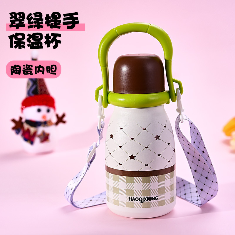 New 316 stainless steel large capacity thermos cup, stylish design, suitable for women and children, creative and portable, perfect for three different drinking needs. - Ảnh 7