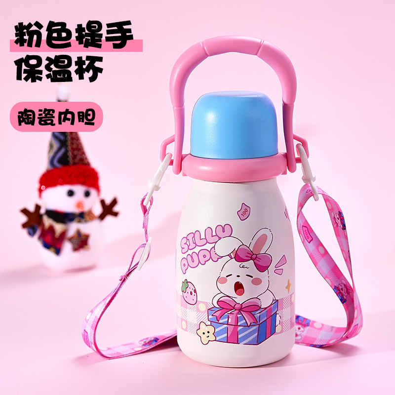 New 316 stainless steel large capacity thermos cup, stylish design, suitable for women and children, creative and portable, perfect for three different drinking needs. - Ảnh 6