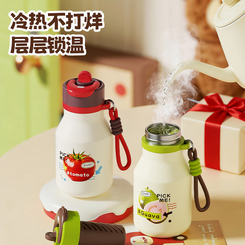 Outdoor portable insulated water bottle, high-value stainless steel, large capacity, cute design, suitable for students, made of 316 stainless steel.