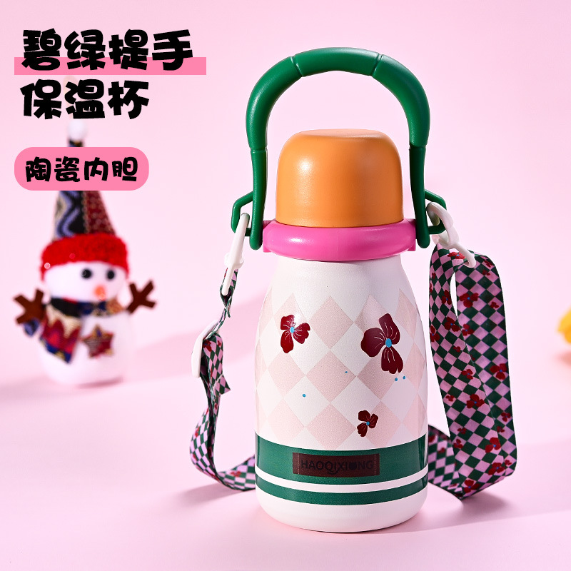 New 316 stainless steel large capacity thermos cup, stylish design, suitable for women and children, creative and portable, perfect for three different drinking needs. - Ảnh 8