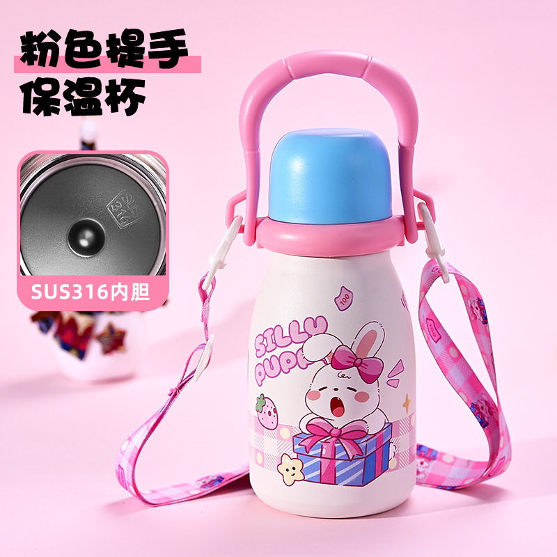 New 316 stainless steel large capacity thermos cup, stylish design, suitable for women and children, creative and portable, perfect for three different drinking needs. - Ảnh 2